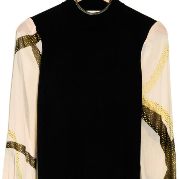 By Design Mock Neck Chiffon Sleeve Sweater - Picture 3 of 4